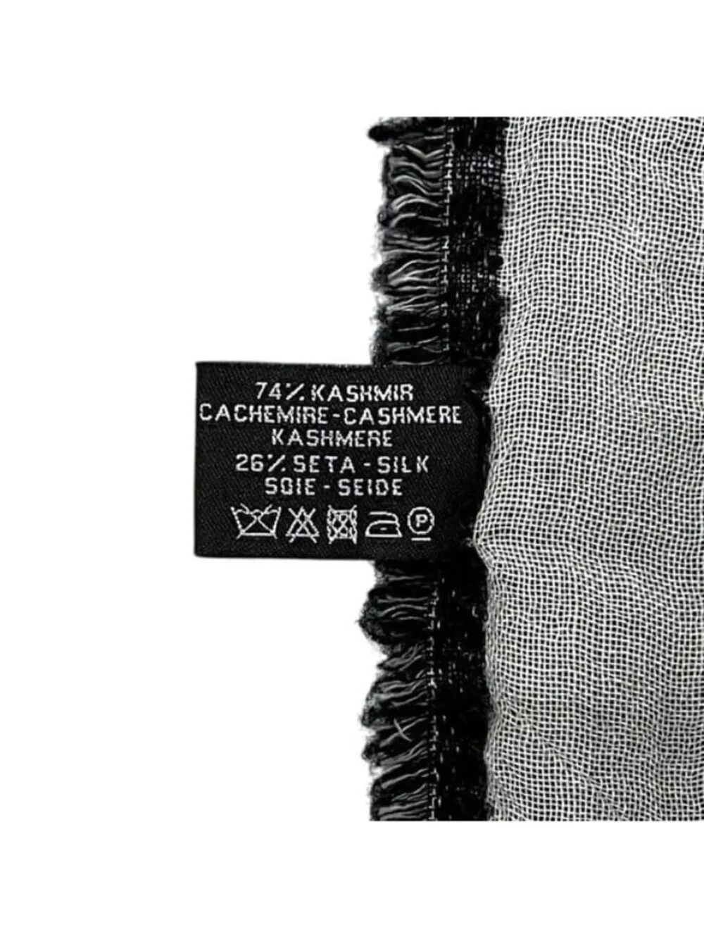 Chanel Shawl Reversible Logo Cashmere Silk Black Scarf
